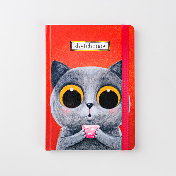 Скетчбук маленький Котик с чашкой