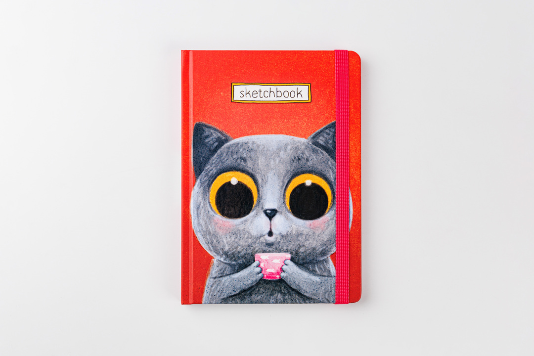 

Скетчбук маленький Котик с чашкой