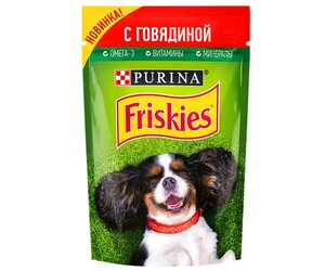 Корм Friskies для собак влажный говядина в подливе в Магнит со скидкой –15%