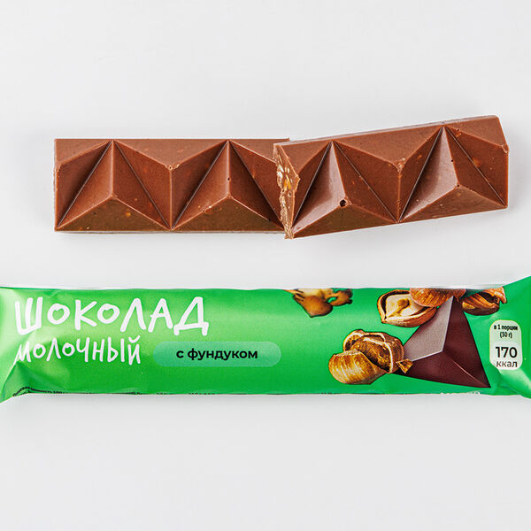 Шоколад молочный ВкусВилл с фундуком 30 г