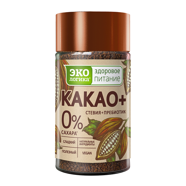 Какао Экологика со стевией и пребиотиком, без сахара 125 г