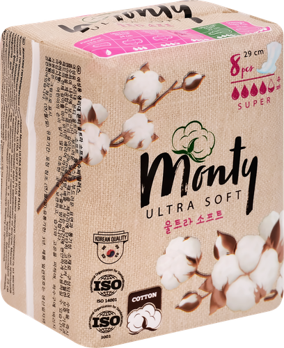 

Прокладки Monty Ultra Soft Super Plus гигиенические 8 шт.
