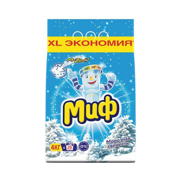 Синтет. моющее ср-во порошкообразное Миф (4,0кг) Автомат Морозная свежесть