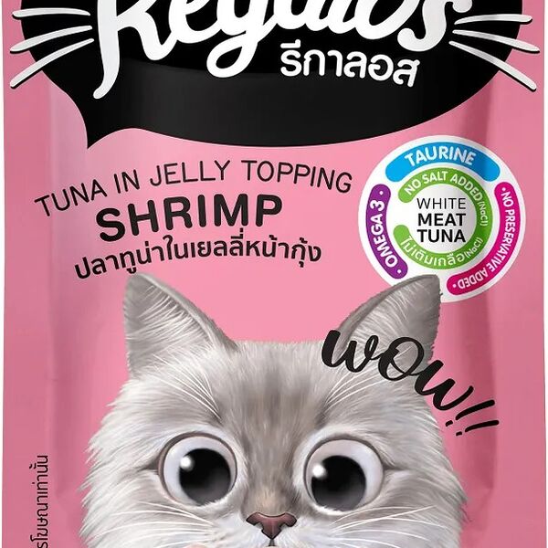 Влажный корм для кошек REGALOS тунец с креветками в желе