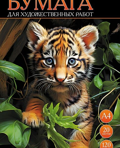 Набор бумаги Hatber Тигренок для рисования и художественных работ 20л А4