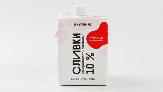 Сливки ультрапастеризованные 10%, 490 мл