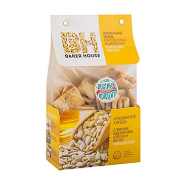 Хлебцы итальянские Baker House с семенами подсолнечника, оливковым маслом и морской солью, 250г