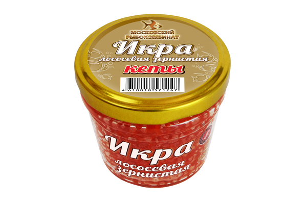 

Икра кеты соленая Московский рыбокомбинат лососевая зернистая 90 г