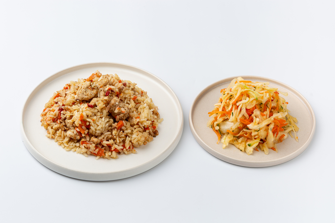 

Набор: Салат Витаминный + Плов с курицей, 400 г