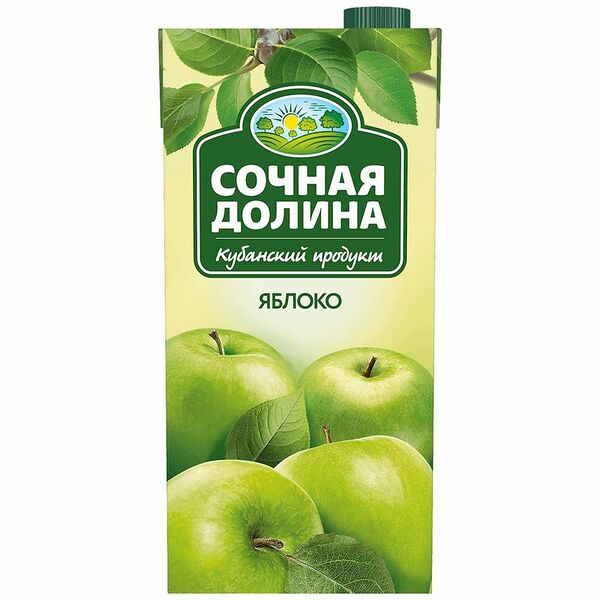 Напиток сокосодержащий Сочная долина Яблочный осветленный, 0.95 л
