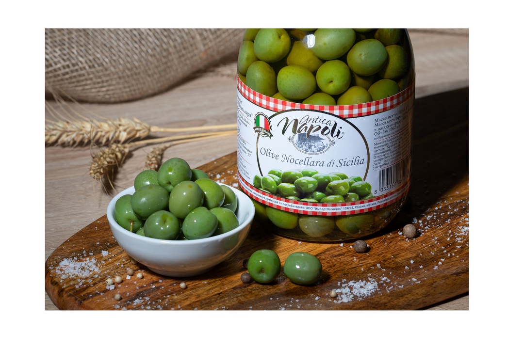 

Оливки Antica Napoli Ночеллара стеклянная банка 1016 г