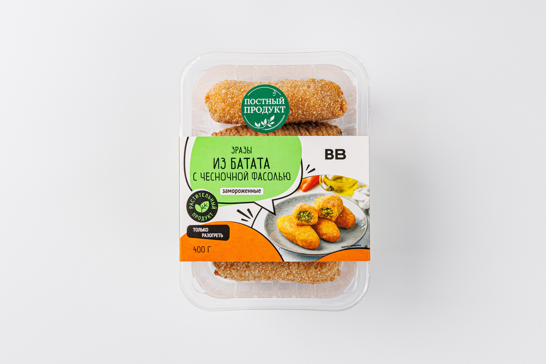 

Зразы из батата с чесночной фасолью, заморозка Продукт замороженный 400 г