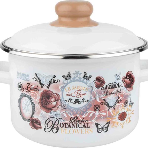 Кастрюля цилиндрическая Appetite Roses цвет: белоснежный