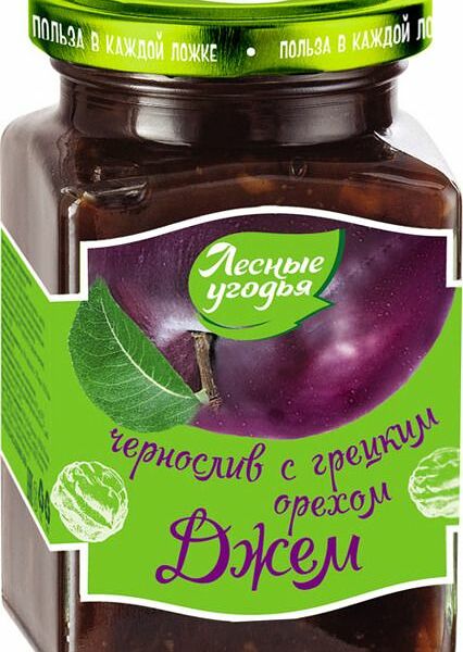 Джем Лесные угодья Чернослив с грецким орехом 280 г
