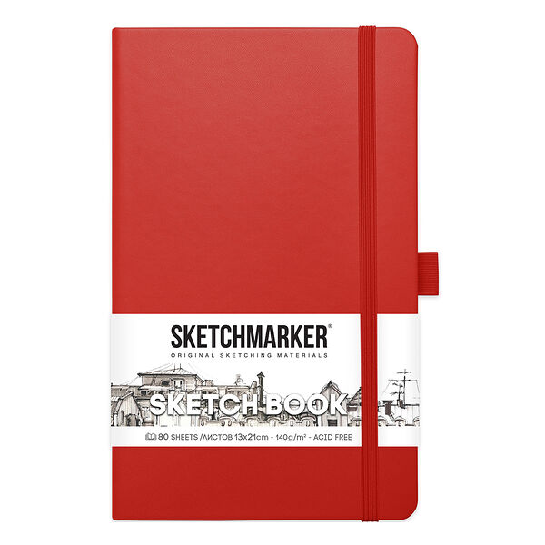 Скетчбук  Sketchmarker  13*21 см  140 г/м2  80л красный  арт 2314203SM