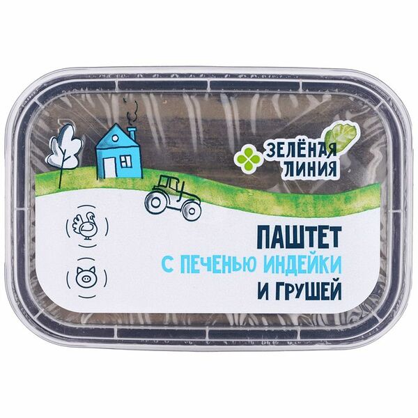 Паштет мясной с печенью индейки и грушей категория Б запечённый Зелёная Линия, 160г