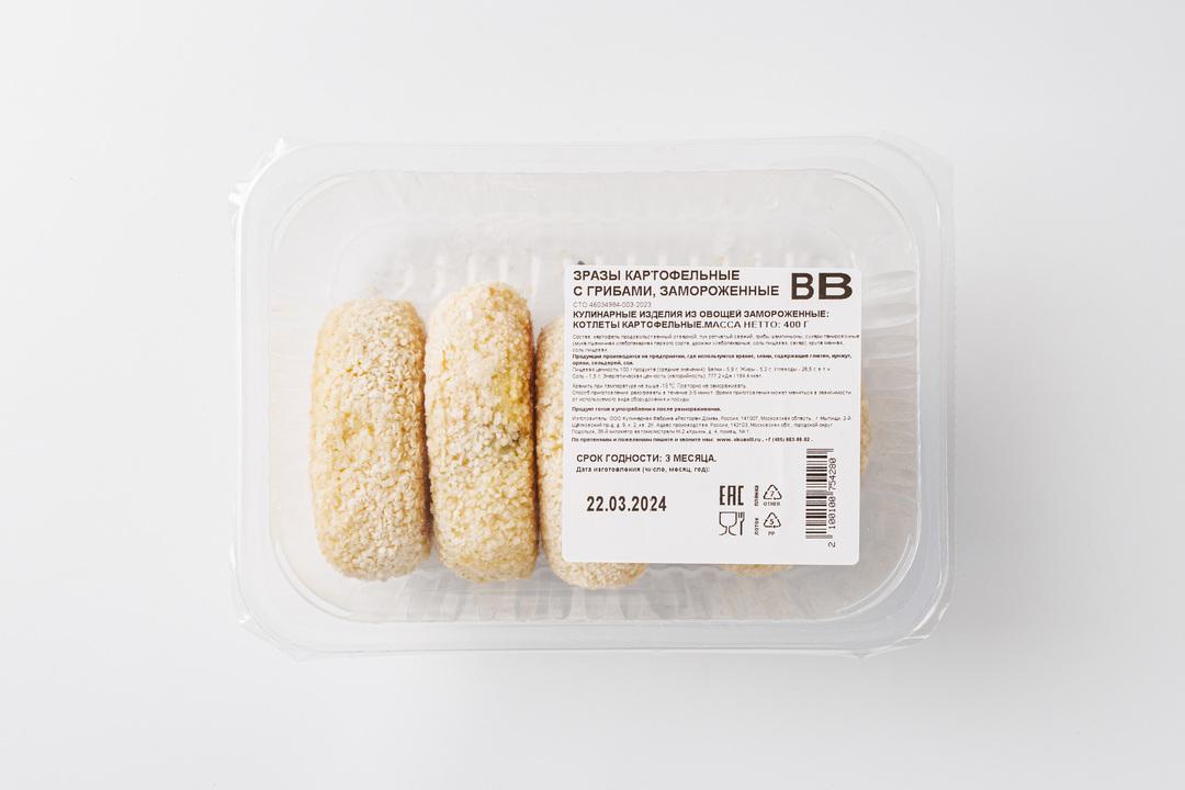 

Зразы картофельные замороженные с грибами 400 г