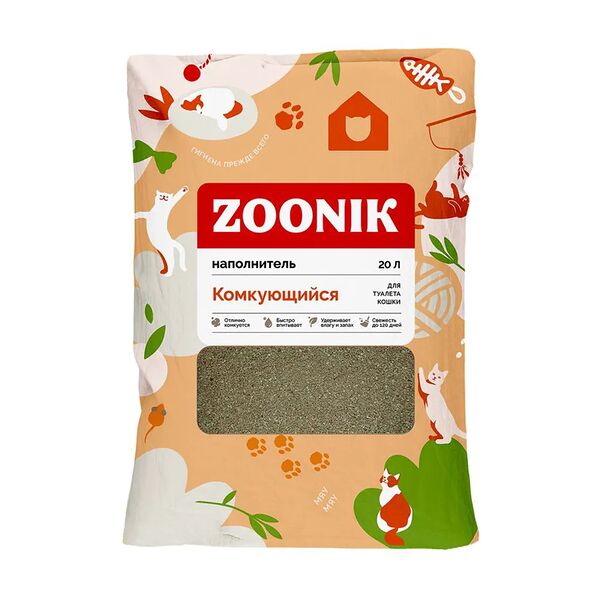 Зооник наполнитель минеральный комкующийся 20 л