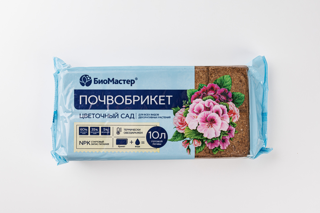 

Почвобрикет БиоМастер Цветочный сад 10 л