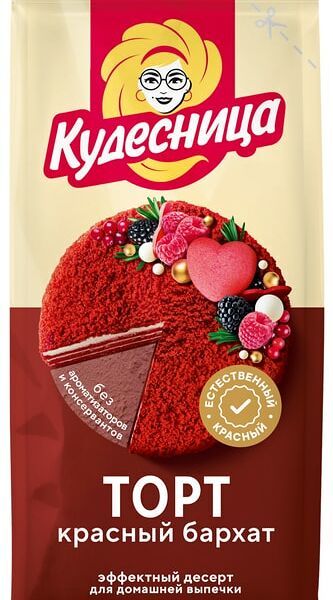 Смесь для выпечки Кудесница Торт Красный Бархат 350г