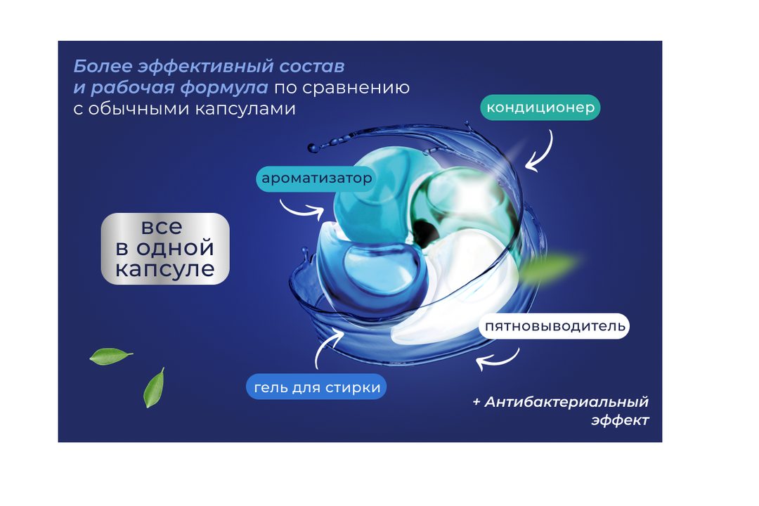 

Капсулы для стирки Marabu Dolomit 4 в 1 Горная свежесть 50 шт.