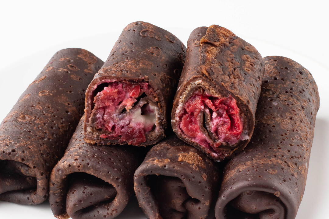 

Блинчики шоколадные с вишней и маскарпоне, заморозка Продукт замороженный