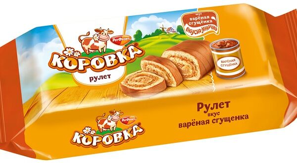 Рулет Коровка бисквитный Вареная сгущенка 200г