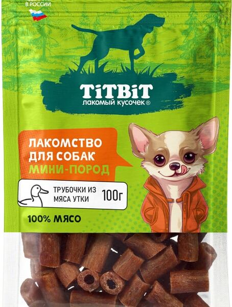 Лакомство для собак TiTBiT трубочки из мяса утки для мини пород 100г