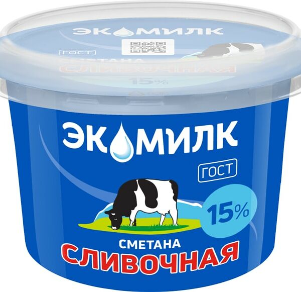 Сметана Экомилк 15% 180г