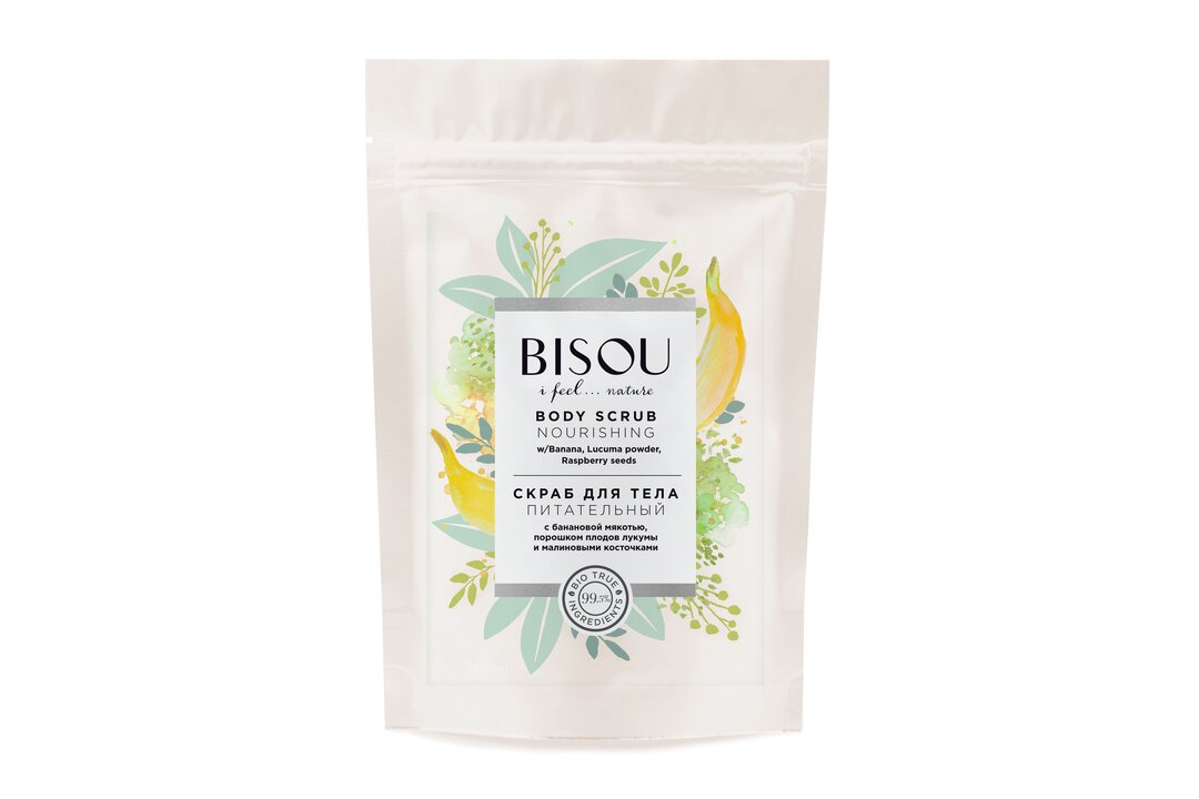 

Скраб для тела Bisou Питательный сc пудрой банана, лукумы и малиновых косточек 200 г