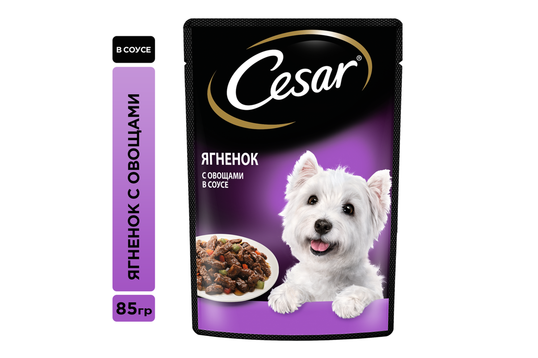 

Влажный корм Cesar для взрослых собак с ягненком и овощами в соусе 85 г