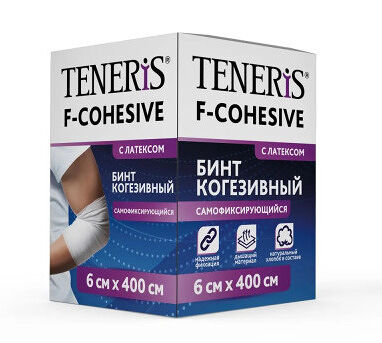 Бинт когезивный Teneris F-Cohesive тканевый с латексом 6 см х 4 м