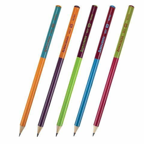 Карандаш чернографитный BRAUBERG Mix, HB, в ассортименте, Арт. 181761