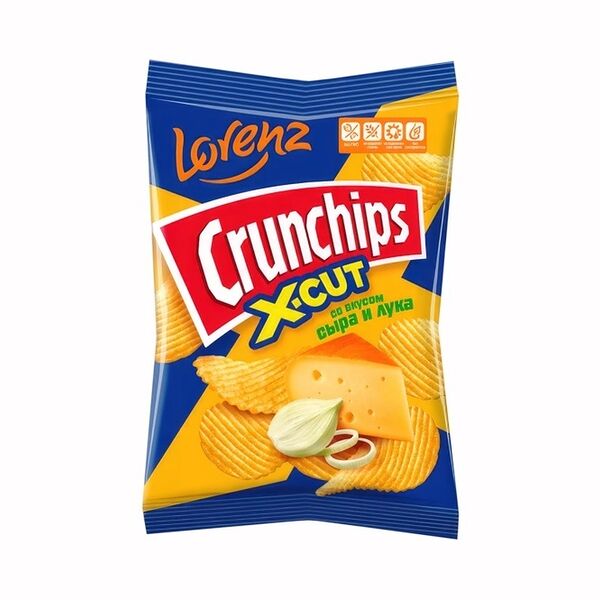 Чипсы Crunchips X-Cut картофельные рифленые со вкусом сыра и лука, 70г