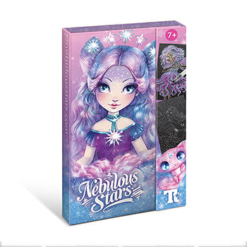 Раскраска для девочек Nebulous Stars, 16 черных эскизов, акварельные краски, кисть