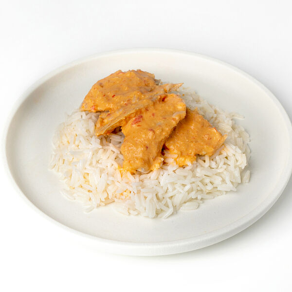 Индейка в перечном соусе и рисом басмати с базиликом