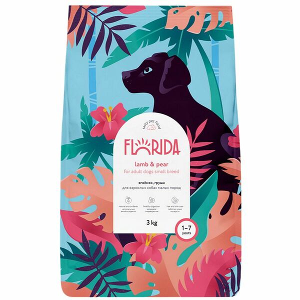 Корм Florida для взрослых собак малых пород с ягненком и грушей 3 кг