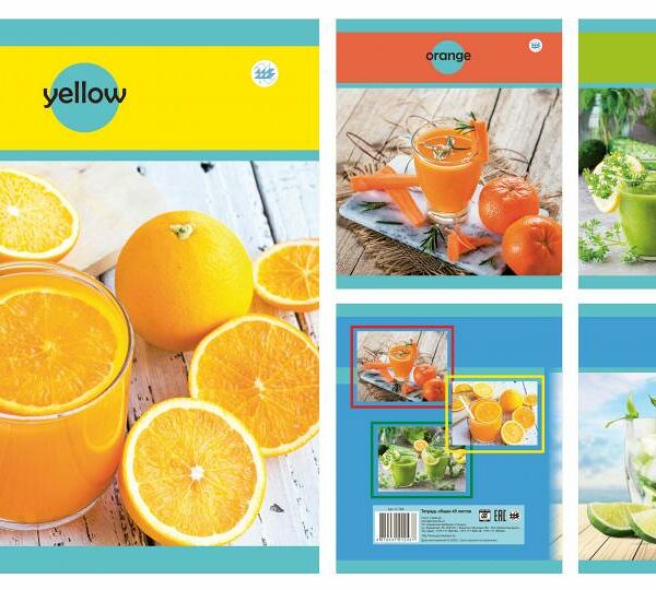 Тетрадь общая клетка 48л серия Цитрусовый коктейль