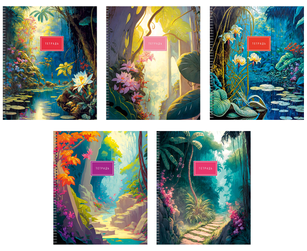 Тетрадь Listoff Тропические джунгли A5 клетка, 80 л цвет в ассортименте, 1шт 