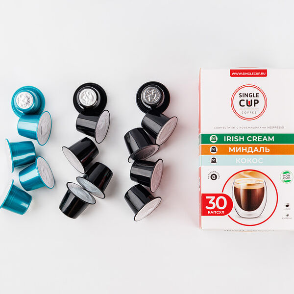 Набор кофе Single Cup Coffee в капсулах: Irish Cream, миндаль, кокос 165 г