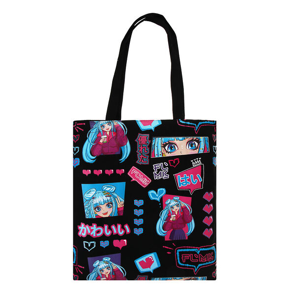 Аниме сумка-шоппер, 38x42см, внутр.карман, ручки 58 см, черный пэ под ткань