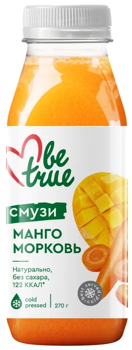 

Смузи be true манго-морковь 0.27 л, Россия