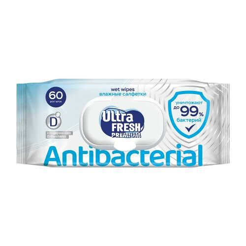 Влажные салфетки Ultra Fresh Premium Antibacterial 60 шт.