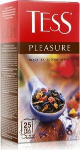 Чай черный Tess Pleasure шиповник-яблоко в пакетиках, 25 шт. в Магнит со скидкой –30%
