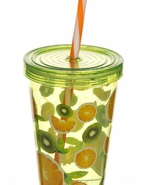 Стакан Solmazer Orange с крышкой и трубочкой, 660 мл