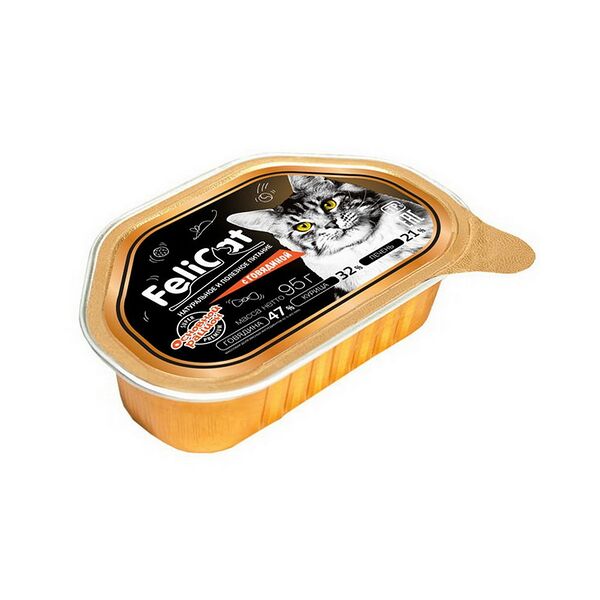 Корм консервированный мясосодержащий для кошек с говядиной 95г., РБ