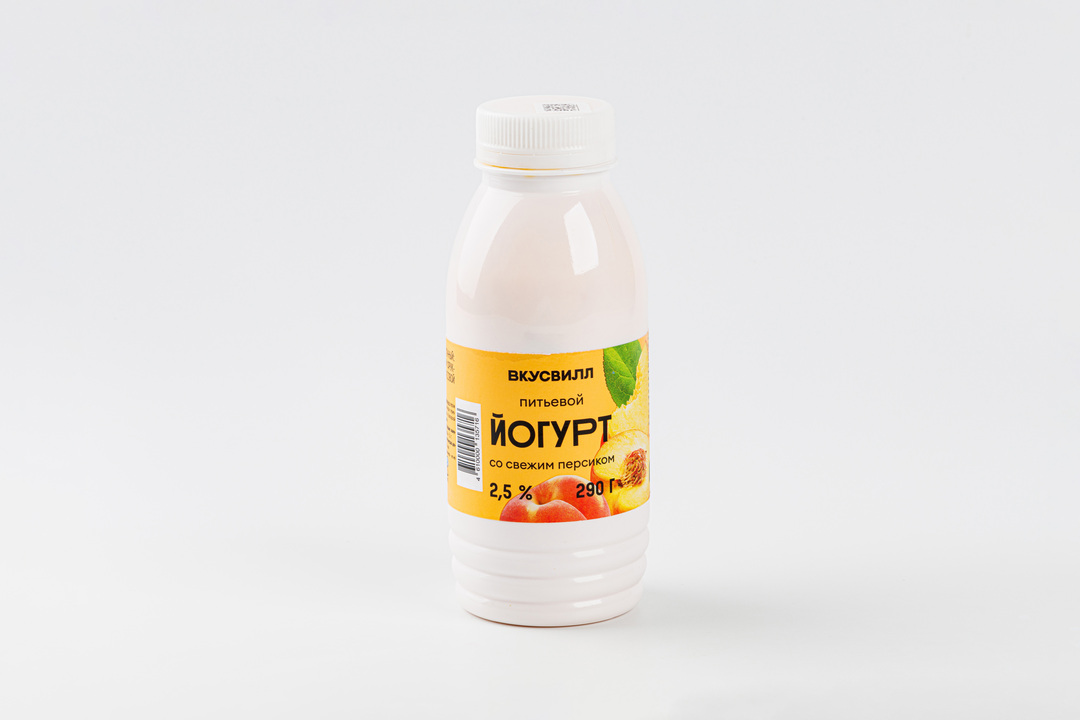 

Йогурт питьевой ВкусВилл со свежим персиком 2,5% 290 г