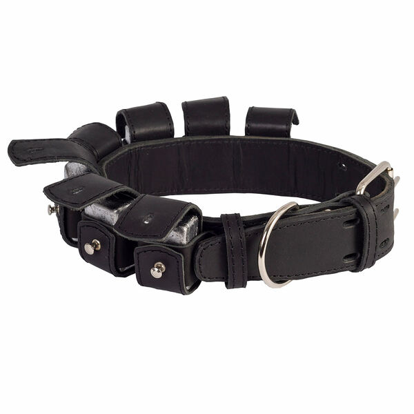 Ошейник для собак крупных пород с грузами съемными 7 шт. кожаный двойной 45-65x4,5 см