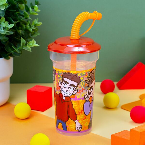 Стакан с трубочкой, ND PLAY, 420 мл, в ассортименте