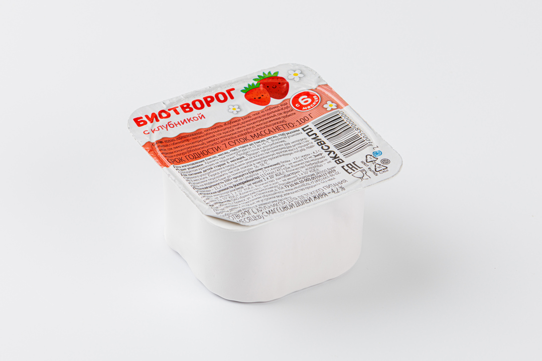 

Творог детский ВкусВилл Клубника 4,2%, без змж 100 г